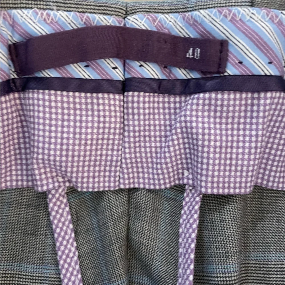 CARNOUSTIE‎ Windowpane Flat Front Stretch Wool Trouser in Gray Size 40 NWT $225